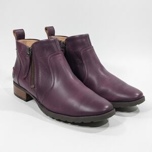 UGG Dark Purple Leather 'Kristin' Ankle Boots w/ Side Zippers - Size 12
